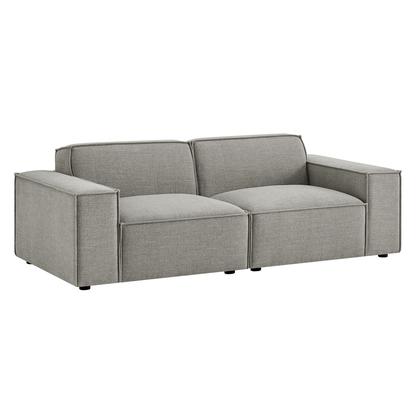 Atlas 2-Piece Performance Fabric Upholstered Modular Loveseat in Pewter