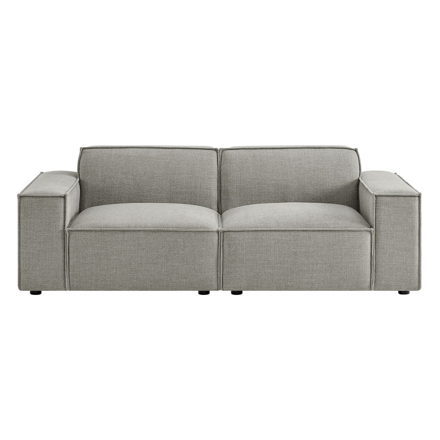 Atlas 2-Piece Performance Fabric Upholstered Modular Loveseat in Pewter