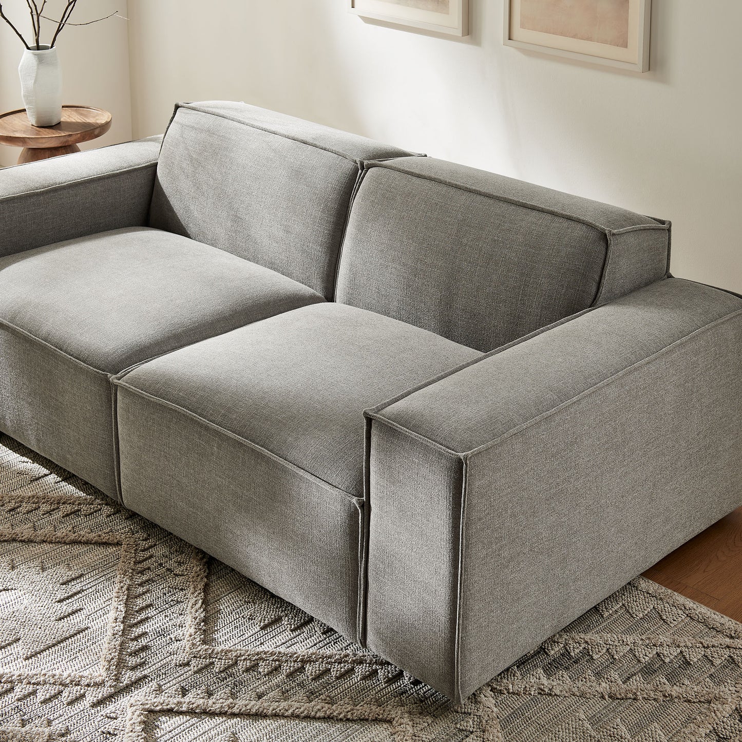 Atlas 2-Piece Performance Fabric Upholstered Modular Loveseat in Pewter