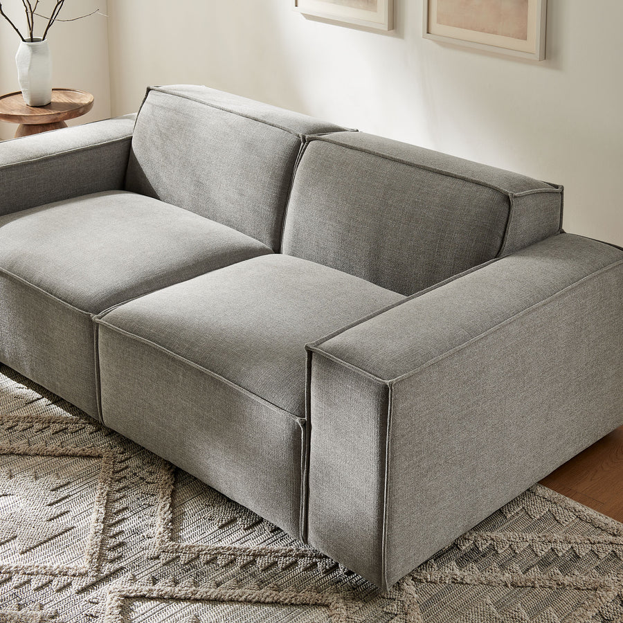 Atlas 2-Piece Performance Fabric Upholstered Modular Loveseat in Pewter