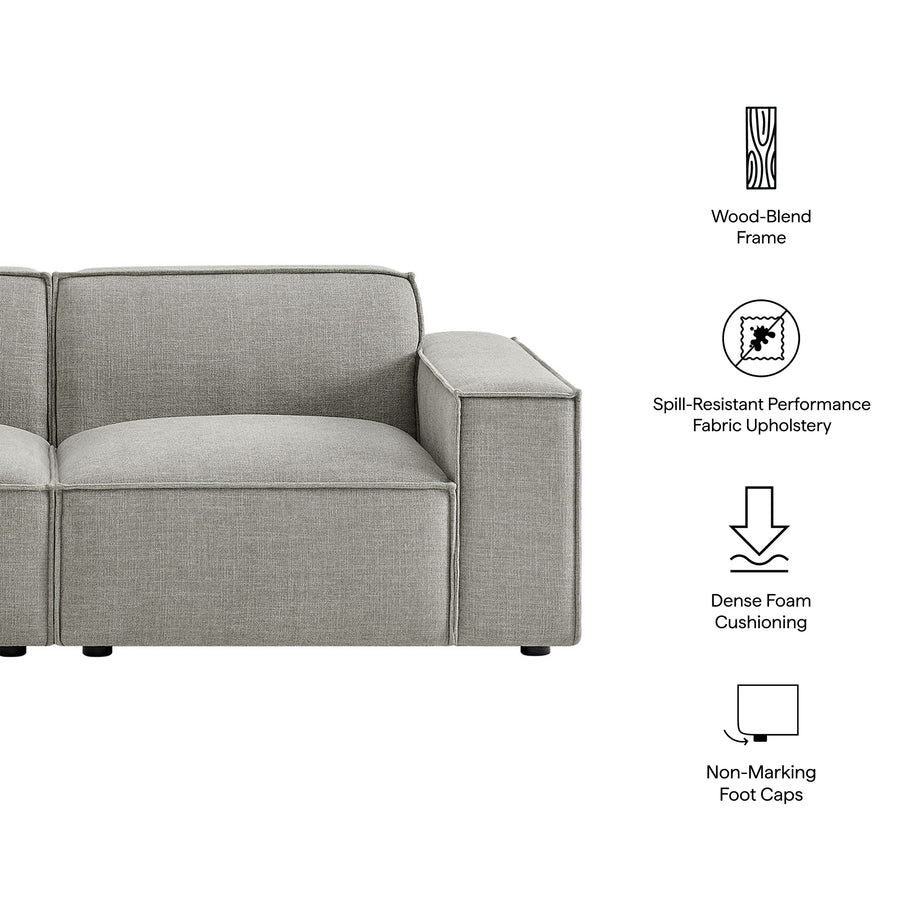 Atlas 2-Piece Performance Fabric Upholstered Modular Loveseat in Pewter