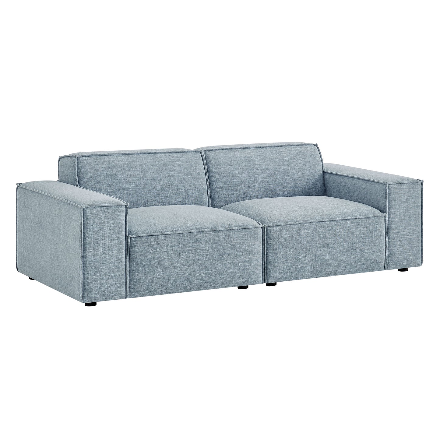 Atlas 2-Piece Performance Fabric Upholstered Modular Loveseat in Sky Blue