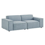 Atlas 2-Piece Performance Fabric Upholstered Modular Loveseat in Sky Blue