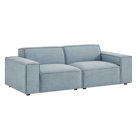 Restore 2-Piece Performance Fabric Upholstered Modular Loveseat in Sky Blue