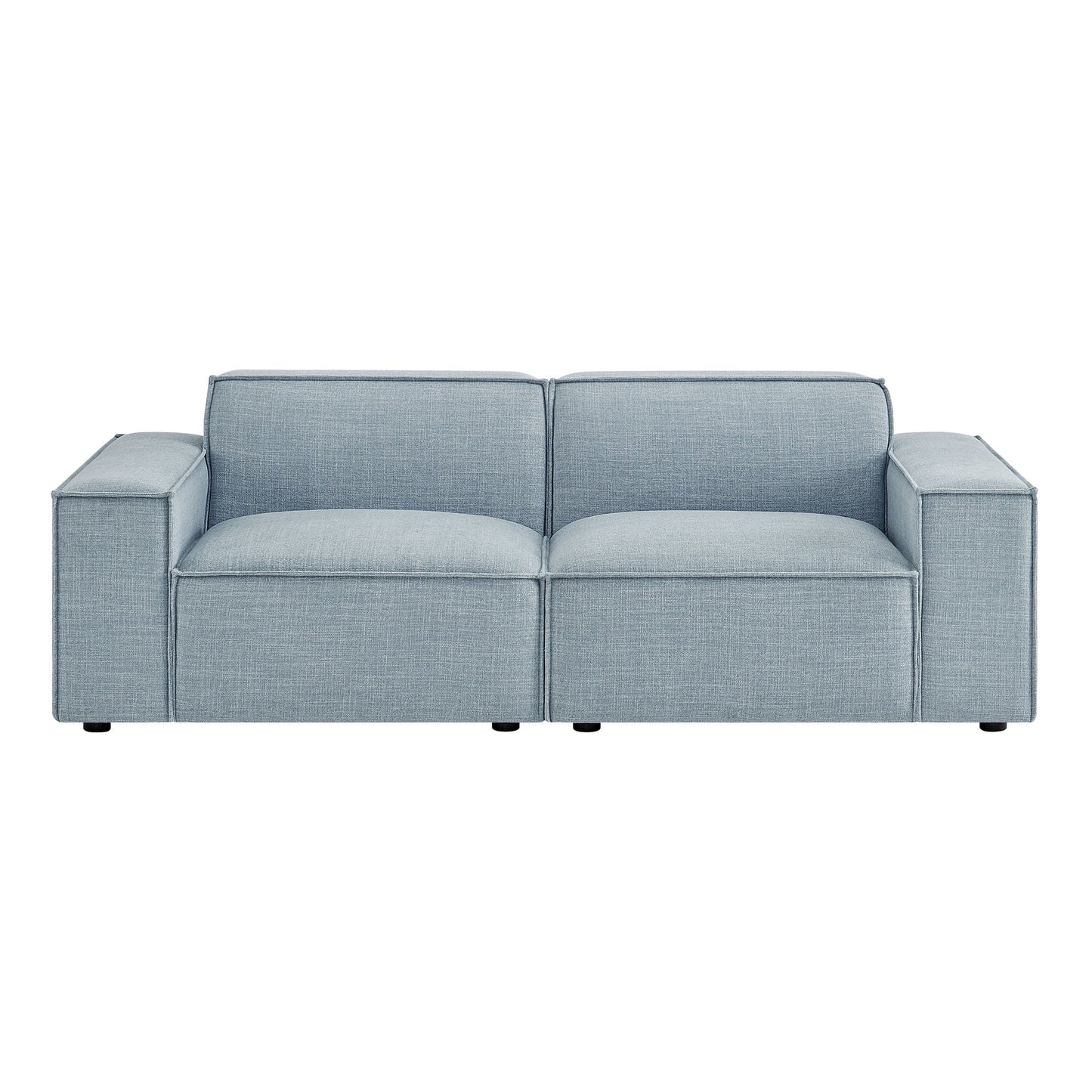 Atlas 2-Piece Performance Fabric Upholstered Modular Loveseat in Sky Blue