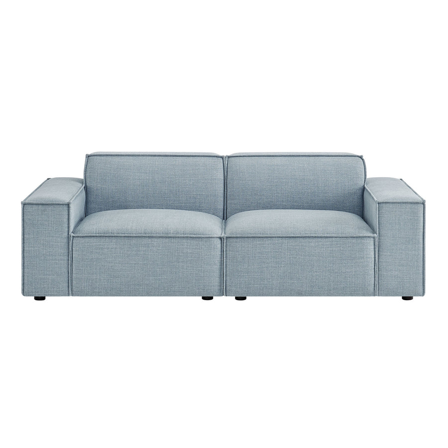 Atlas 2-Piece Performance Fabric Upholstered Modular Loveseat in Sky Blue