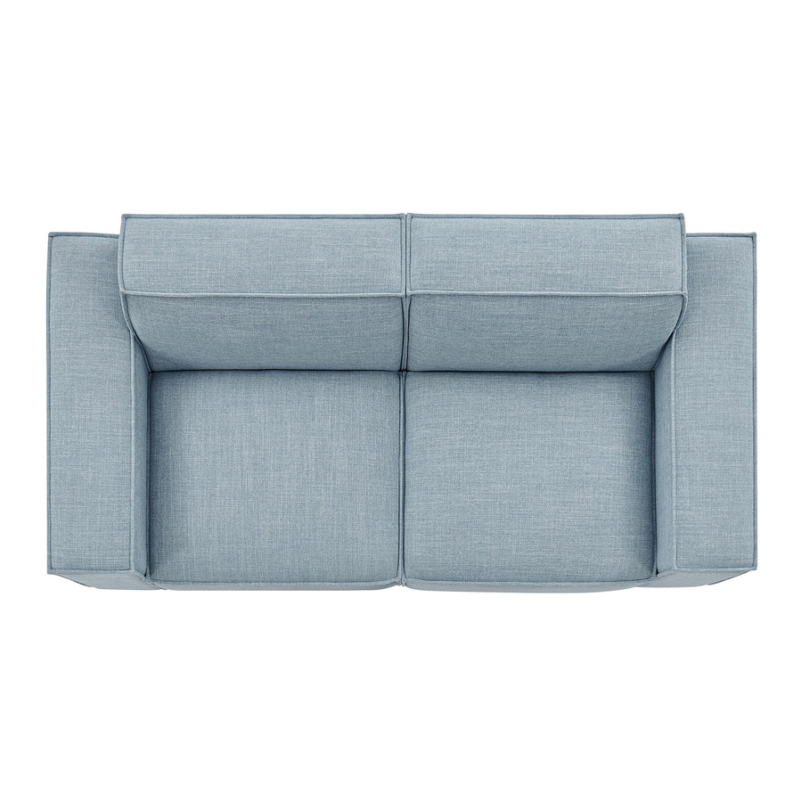 Atlas 2-Piece Performance Fabric Upholstered Modular Loveseat in Sky Blue