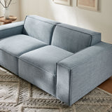 Atlas 2-Piece Performance Fabric Upholstered Modular Loveseat in Sky Blue