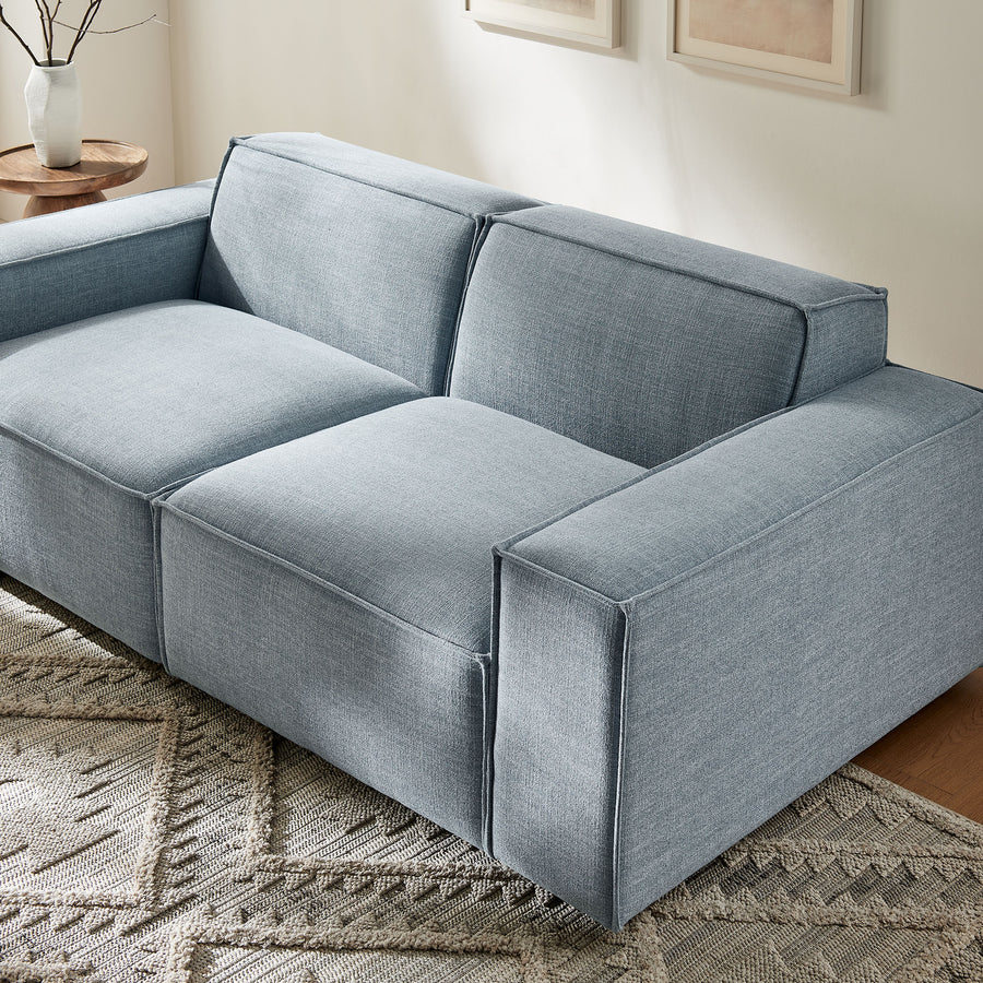 Atlas 2-Piece Performance Fabric Upholstered Modular Loveseat in Sky Blue