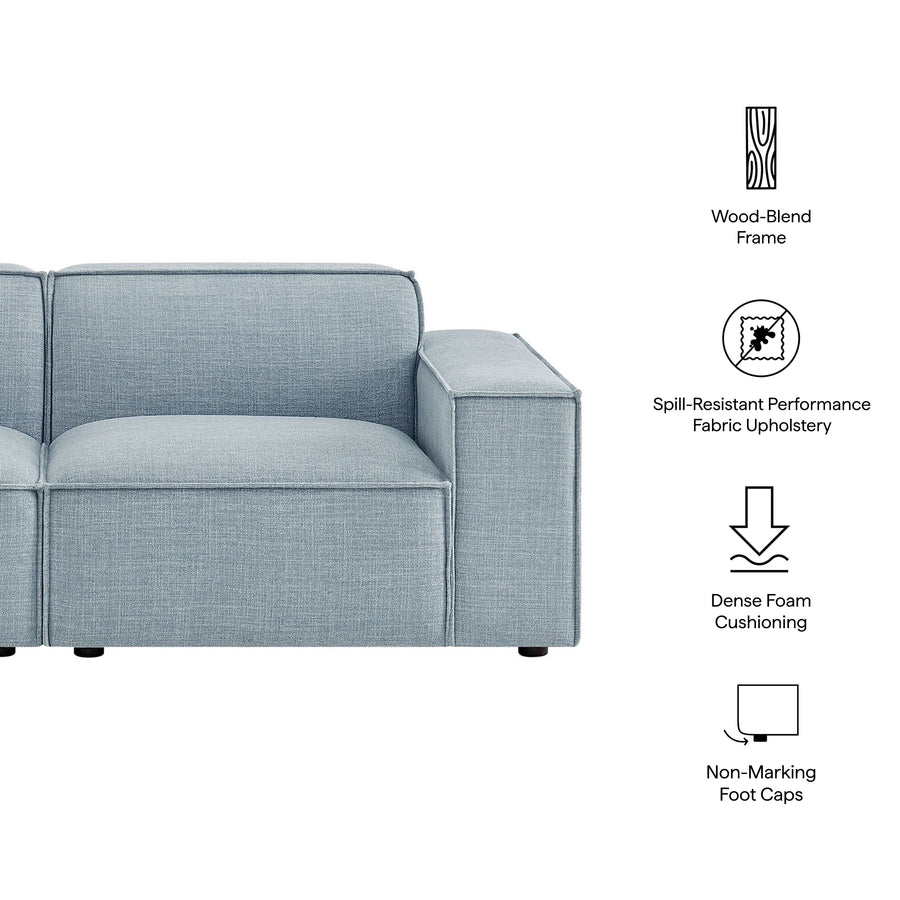 Atlas 2-Piece Performance Fabric Upholstered Modular Loveseat in Sky Blue