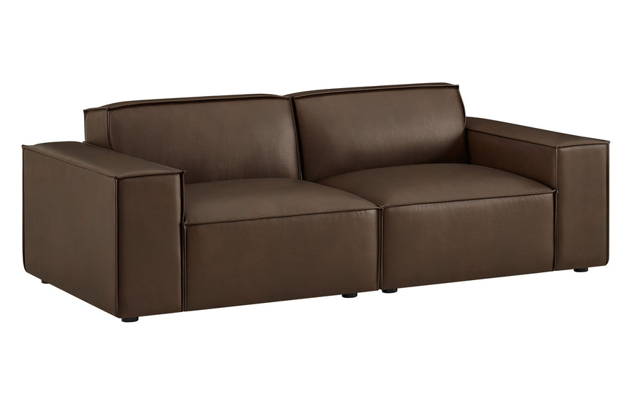 Atlas 2-Piece Vegan Leather Modular Loveseat in Espresso