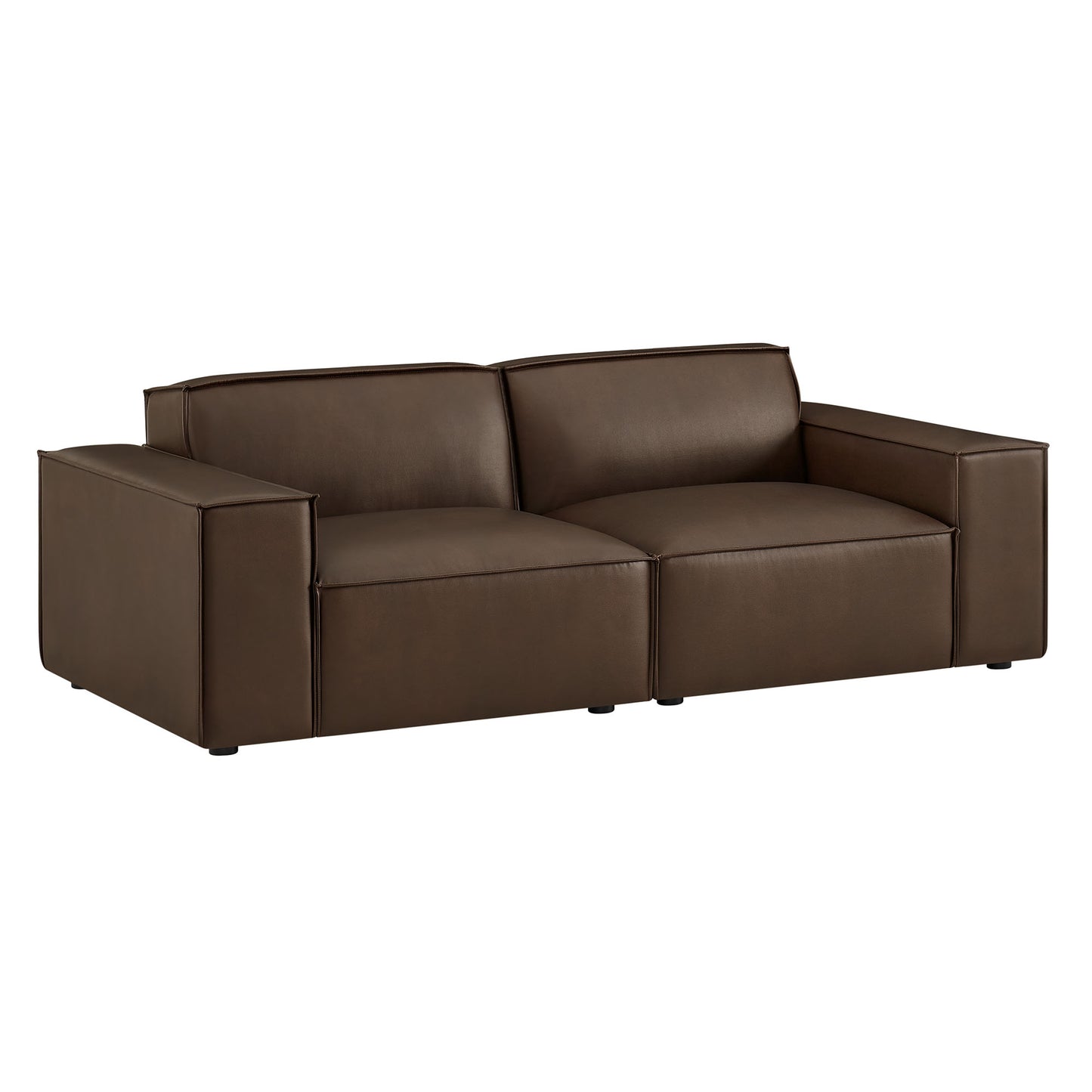 Atlas 2-Piece Vegan Leather Modular Loveseat in Espresso
