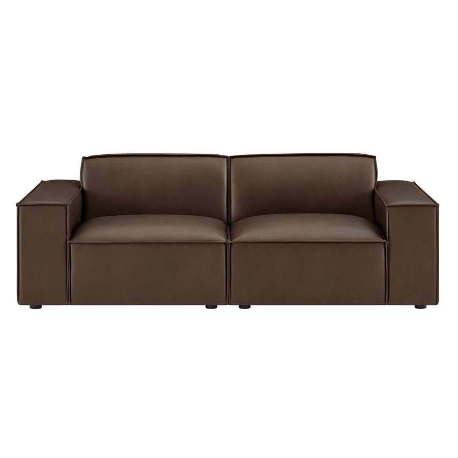 Atlas 2-Piece Vegan Leather Modular Loveseat in Espresso