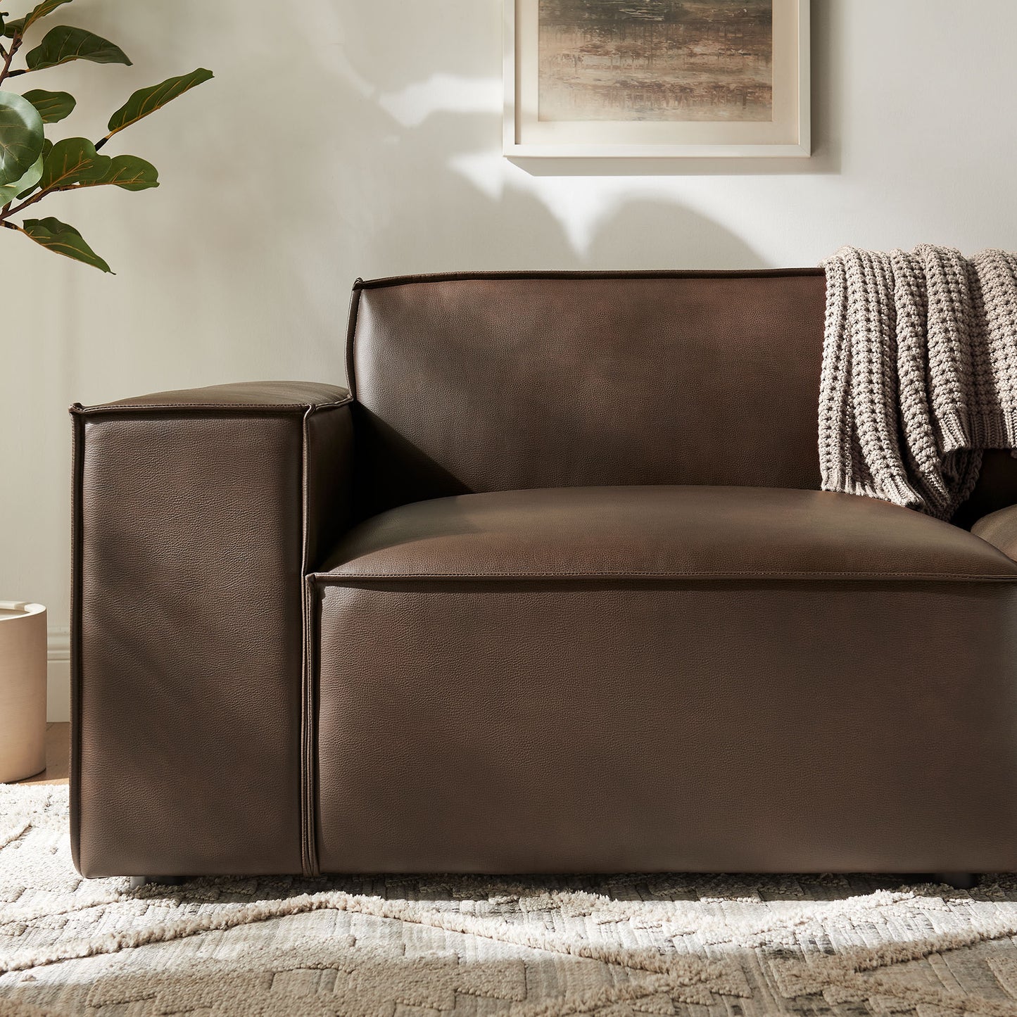 Atlas 2-Piece Vegan Leather Modular Loveseat in Espresso