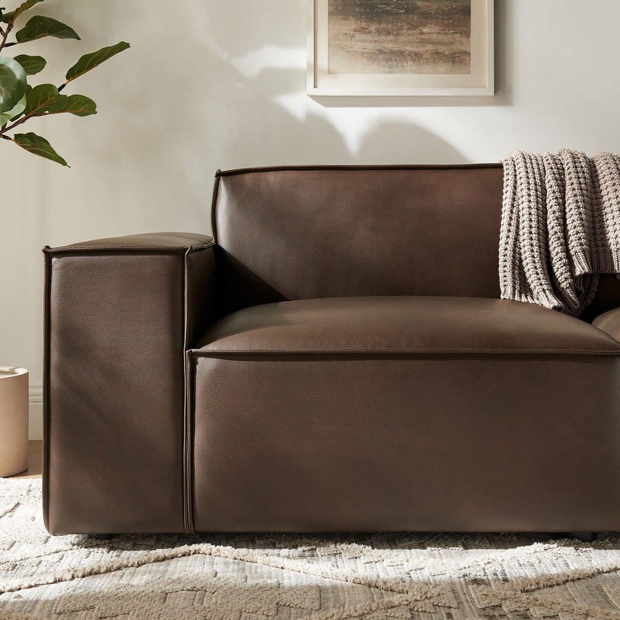 Atlas 2-Piece Vegan Leather Modular Loveseat in Espresso