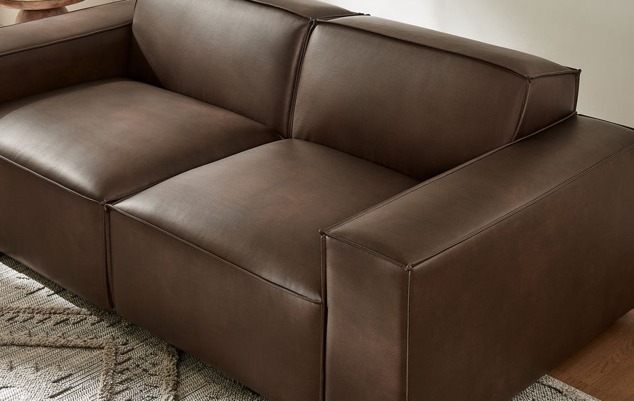Atlas 2-Piece Vegan Leather Modular Loveseat in Espresso