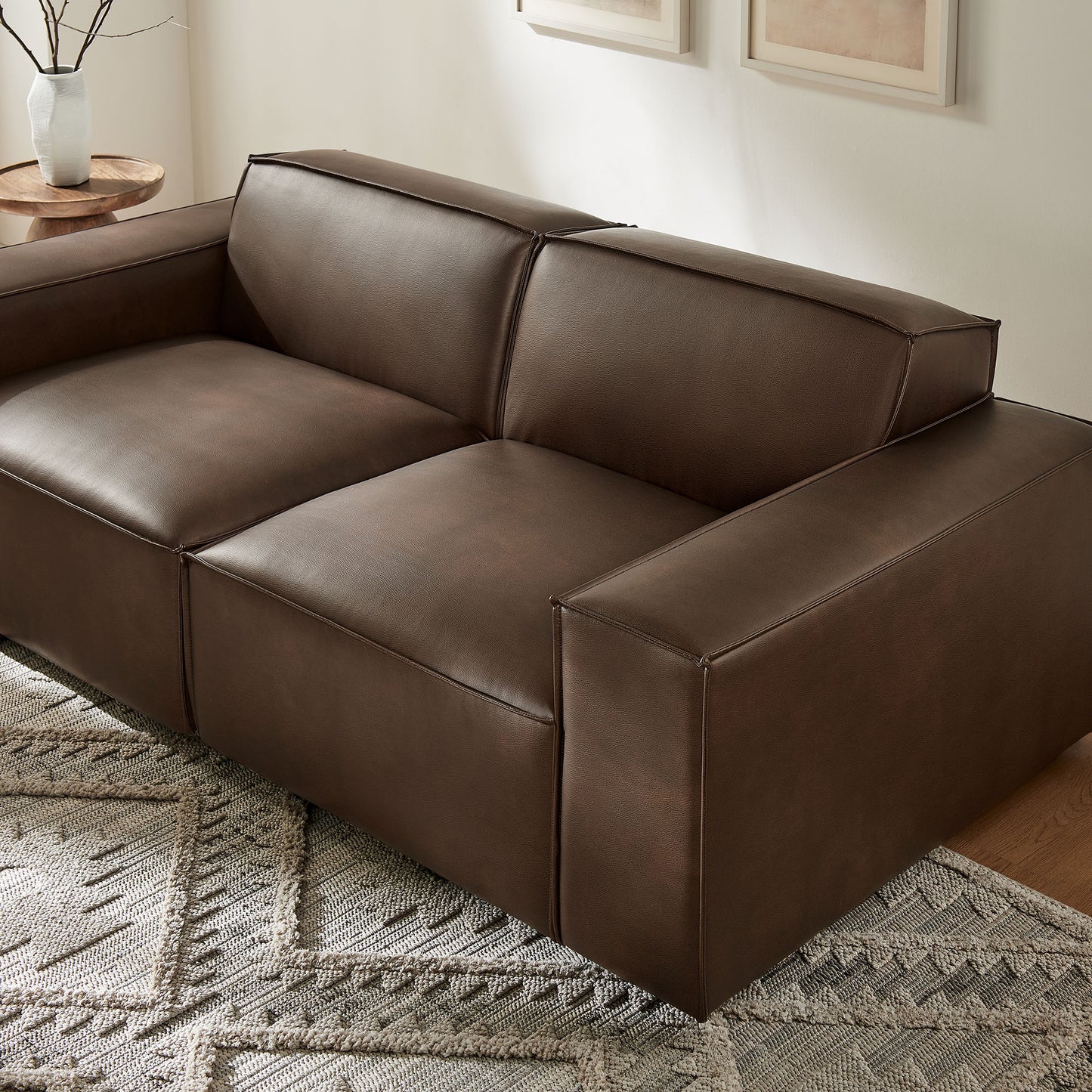 Atlas 2-Piece Vegan Leather Modular Loveseat in Espresso