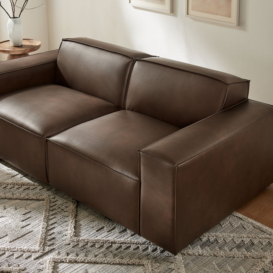 Atlas 2-Piece Vegan Leather Modular Loveseat in Espresso