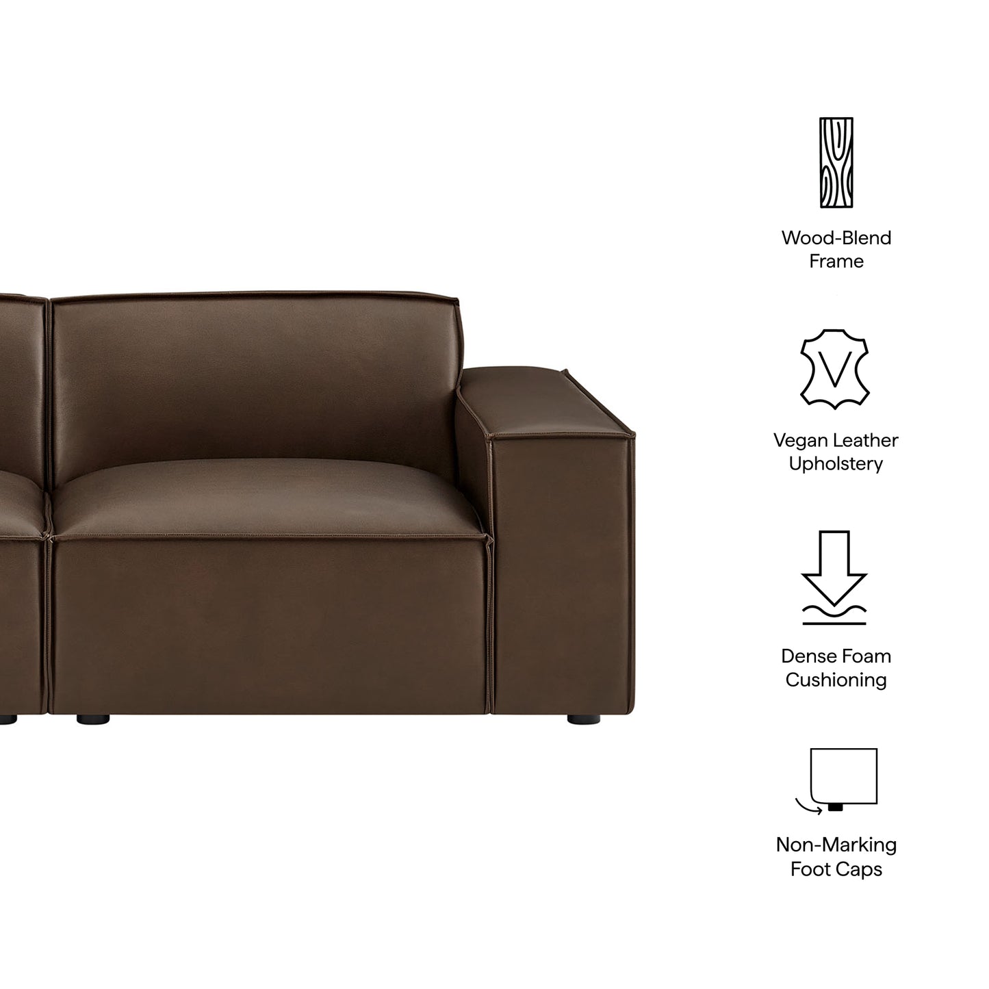 Atlas 2-Piece Vegan Leather Modular Loveseat in Espresso