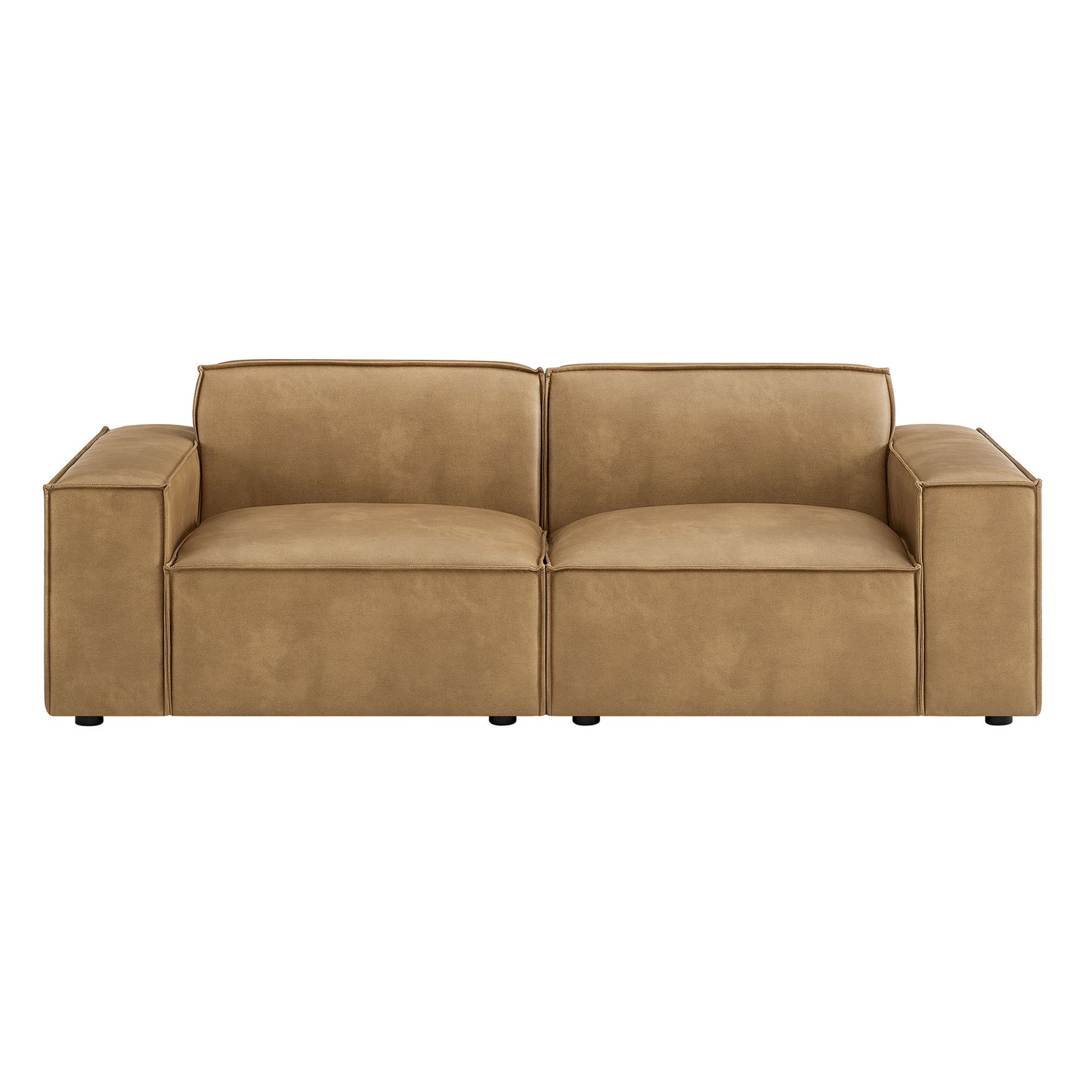 Atlas 2-Piece Vegan Leather Modular Loveseat in Toast