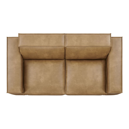 Restore 2-Piece Vegan Leather Modular Loveseat in Toast