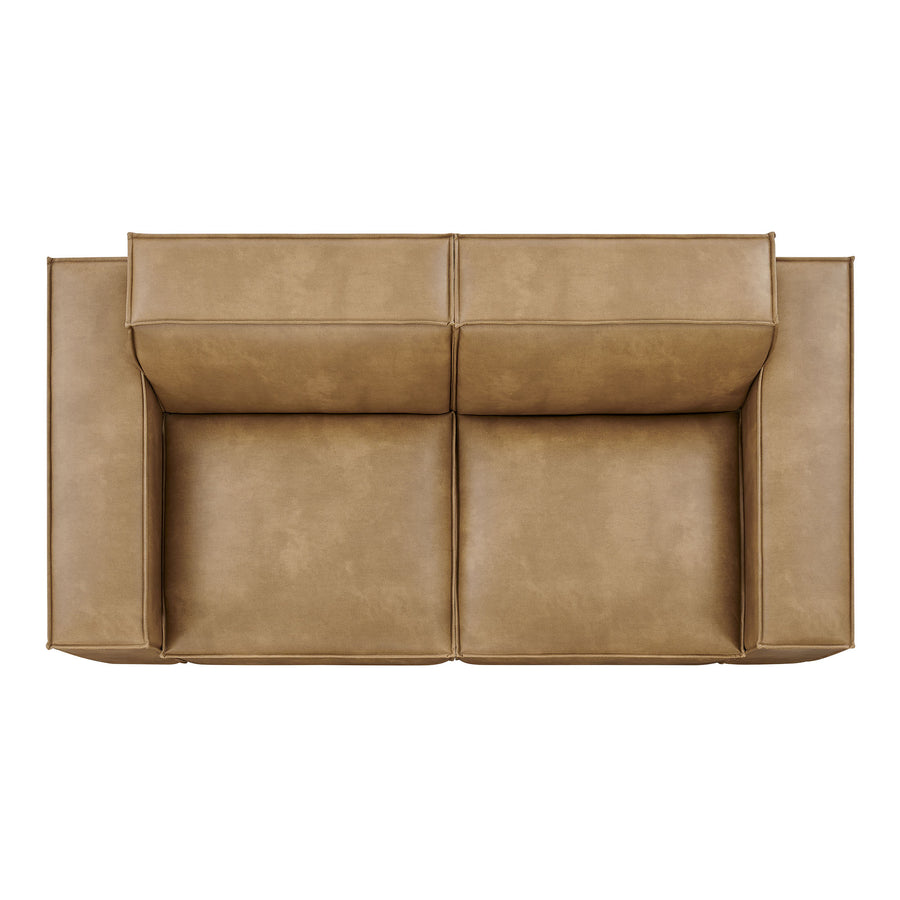 Atlas 2-Piece Vegan Leather Modular Loveseat in Toast