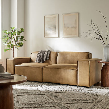 Restore 2-Piece Vegan Leather Modular Loveseat in Toast