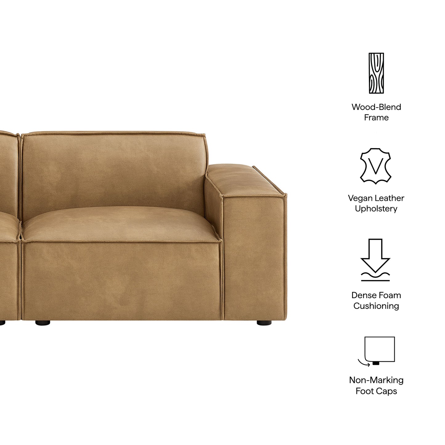Atlas 2-Piece Vegan Leather Modular Loveseat in Toast