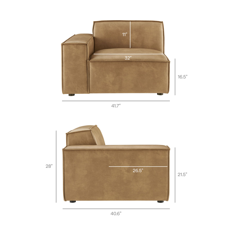 Atlas 2-Piece Vegan Leather Modular Loveseat in Toast