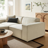 Atlas 3-Piece Performance Fabric Upholstered Modular Loveseat with Ottoman in Ecru