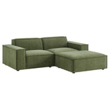 Atlas 3-Piece Performance Fabric Upholstered Modular Loveseat with Ottoman in Foliage