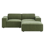 Atlas 3-Piece Performance Fabric Upholstered Modular Loveseat with Ottoman in Foliage