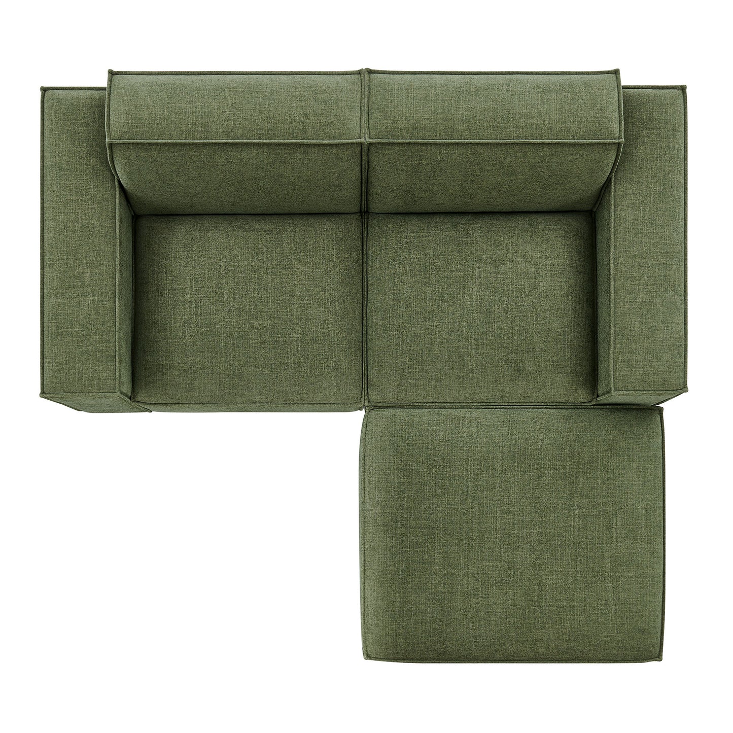 Atlas 3-Piece Performance Fabric Upholstered Modular Loveseat with Ottoman in Foliage