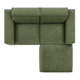 Atlas 3-Piece Performance Fabric Upholstered Modular Loveseat with Ottoman in Foliage