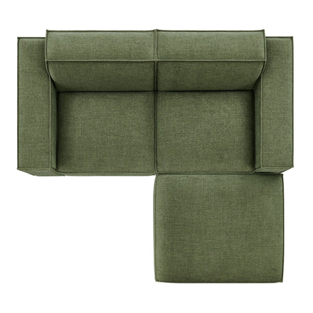 Restore 3-Piece Performance Fabric Upholstered Modular Loveseat with Ottoman in Foliage