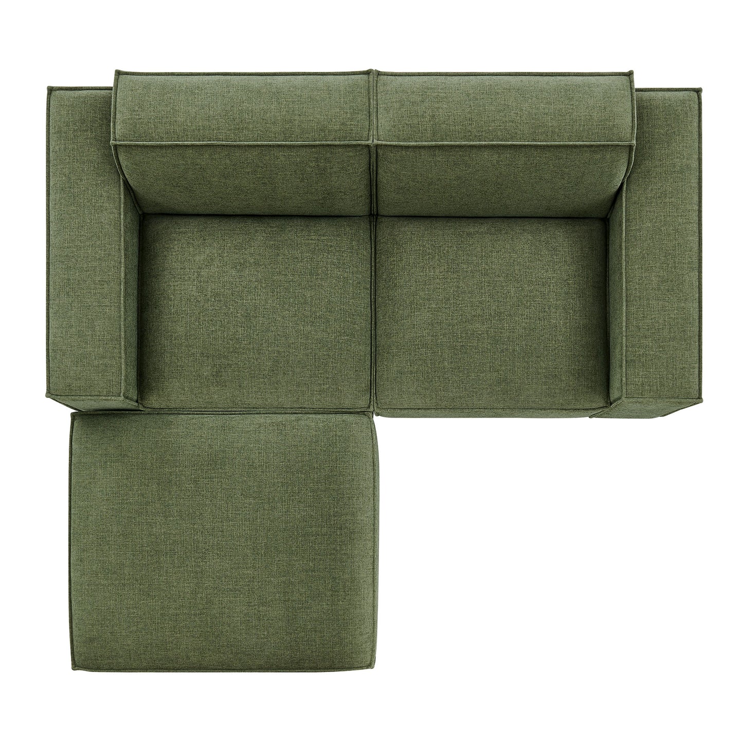 Atlas 3-Piece Performance Fabric Upholstered Modular Loveseat with Ottoman in Foliage
