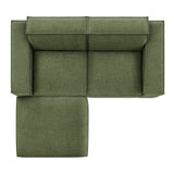 Atlas 3-Piece Performance Fabric Upholstered Modular Loveseat with Ottoman in Foliage
