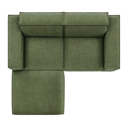 Restore 3-Piece Performance Fabric Upholstered Modular Loveseat with Ottoman in Foliage