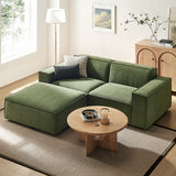 Atlas 3-Piece Performance Fabric Upholstered Modular Loveseat with Ottoman in Foliage