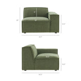 Atlas 3-Piece Performance Fabric Upholstered Modular Loveseat with Ottoman in Foliage