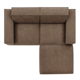 Atlas 3-Piece Performance Fabric Upholstered Modular Loveseat with Ottoman in Mocha