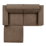 Atlas 3-Piece Performance Fabric Upholstered Modular Loveseat with Ottoman in Mocha