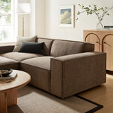 Atlas 3-Piece Performance Fabric Upholstered Modular Loveseat with Ottoman in Mocha