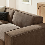 Atlas 3-Piece Performance Fabric Upholstered Modular Loveseat with Ottoman in Mocha
