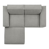 Atlas 3-Piece Performance Fabric Upholstered Modular Loveseat with Ottoman in Pewter