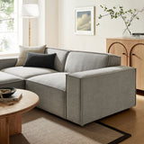 Atlas 3-Piece Performance Fabric Upholstered Modular Loveseat with Ottoman in Pewter