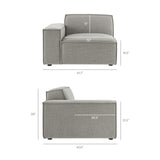 Atlas 3-Piece Performance Fabric Upholstered Modular Loveseat with Ottoman in Pewter