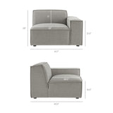 Atlas 3-Piece Performance Fabric Upholstered Modular Loveseat with Ottoman in Pewter