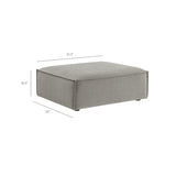 Atlas 3-Piece Performance Fabric Upholstered Modular Loveseat with Ottoman in Pewter