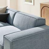 Atlas 3-Piece Performance Fabric Upholstered Modular Loveseat with Ottoman in Sky